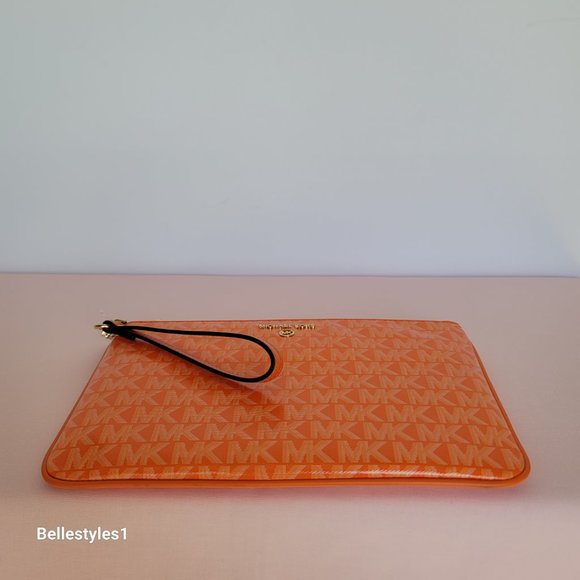 MICHAEL KORS Signature Logo Jet Set Large Top Zip Pouch/Wristlet- Apricot ⭐ - Picture 10 of 16